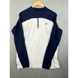 Coolibar Sweater Mens XL White Navy Nocona Zip Rashguard 1/4 Zip Pullover